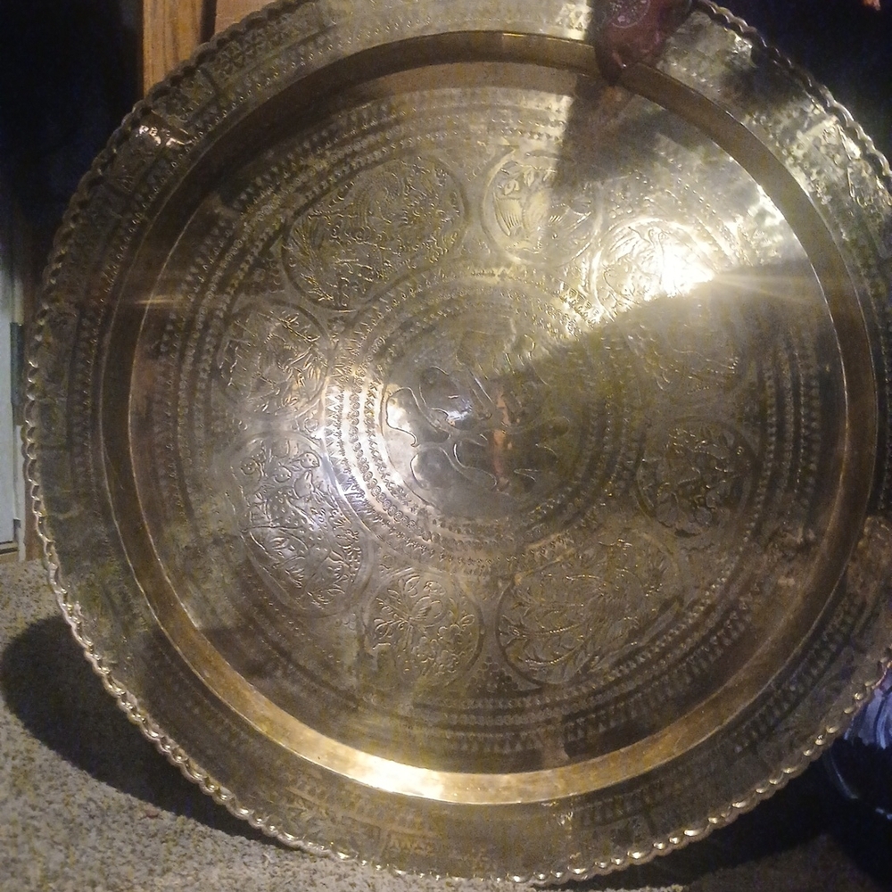 Decorative Brass Serving Tray in Gold Finish